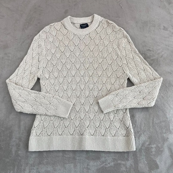 Abercrombie & Fitch Sweater Men Large Natural Knit Geometric Crew Neck NWOT